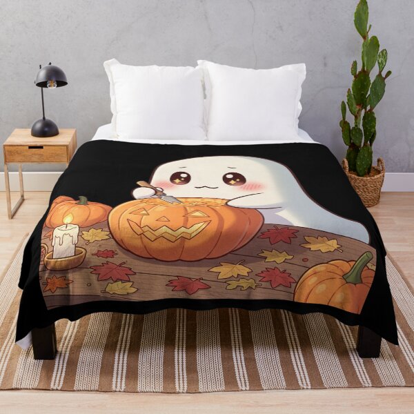 Item preview, Cute Kawaii Ghost with Pumpkin designed and sold by KunoKR.