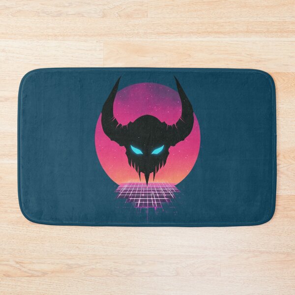 Item preview, Synthwave Devil Emblem – Neon demon skull in front of a retro sun designed and sold by Meiersbeste.