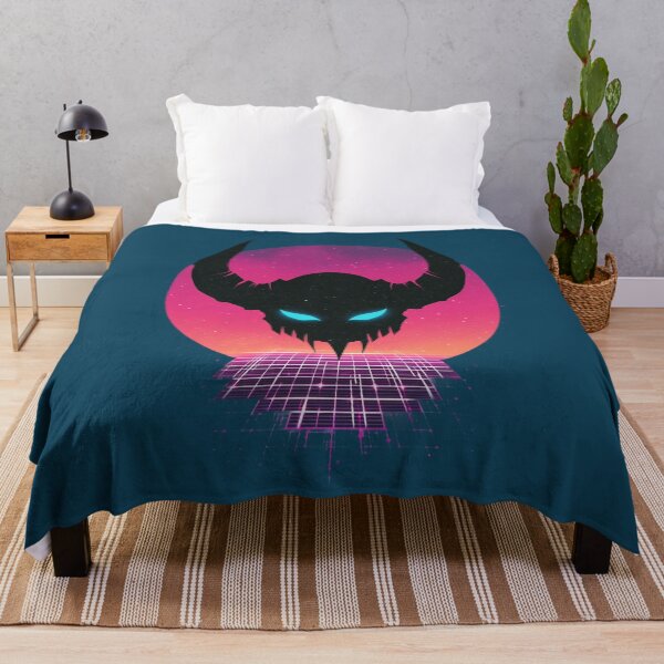 Item preview, Synthwave Devil Emblem – Neon demon skull in front of a retro sun designed and sold by Meiersbeste.