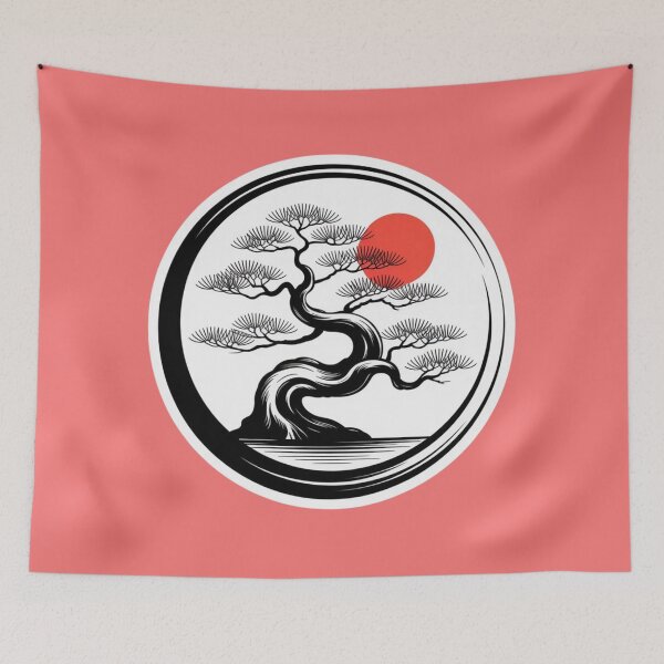Item preview, Minimal Zen Bonsai Tree Sticker – Japanese Line Art Design designed and sold by Timeless Design.