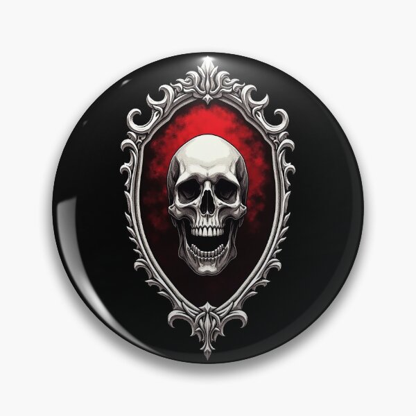 Item preview, Cursed Mirror – Skull reflection in dark fantasy engraving style designed and sold by Hans-Design.