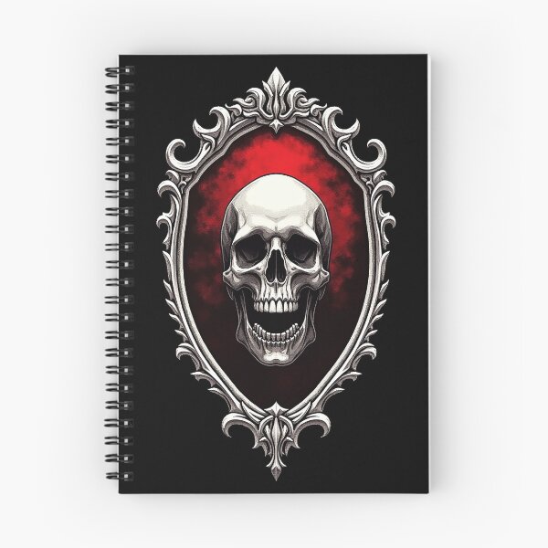 Item preview, Cursed Mirror – Skull reflection in dark fantasy engraving style designed and sold by Hans-Design.