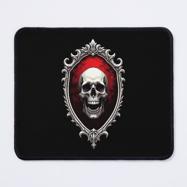 Item preview, Cursed Mirror – Skull reflection in dark fantasy engraving style designed and sold by Hans-Design.