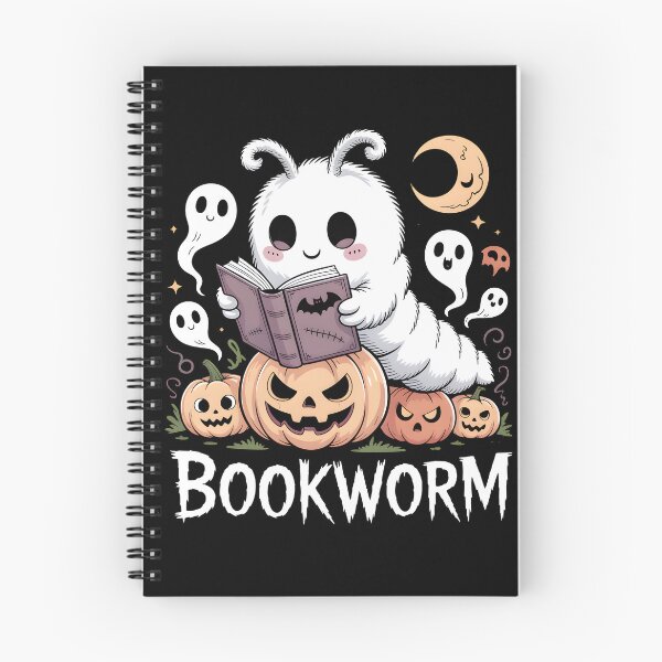 Item preview, The Ghostly Bookworm Halloween Kawaii  designed and sold by martindesignden.