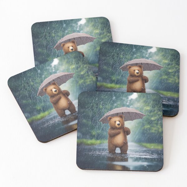 Item preview, The Gentle Bear in the Forest Rain | Storybook Animal Illustration designed and sold by Englandbear.
