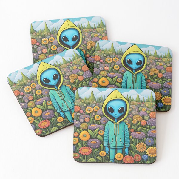 Item preview, Alien wearing a hoodie Planting Flowers designed and sold by Colin Bentham.