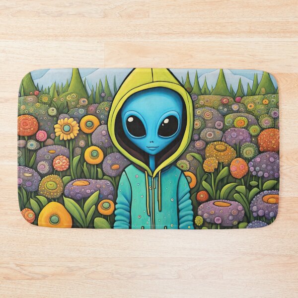 Item preview, Alien wearing a hoodie Planting Flowers designed and sold by Colin Bentham.