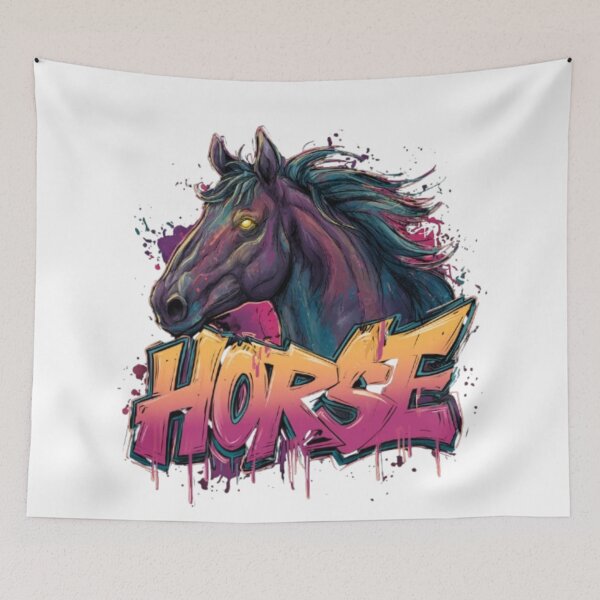 Item preview, Graffiti Horse – Neon Street Art Animal Design designed and sold by AlexLineArt.