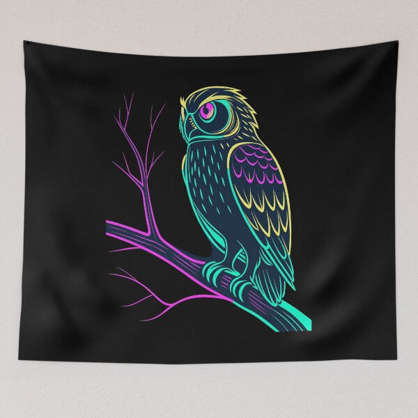 Item preview, Neon Owl – Mystical Night Guardian Art designed and sold by AgarutanPrint.