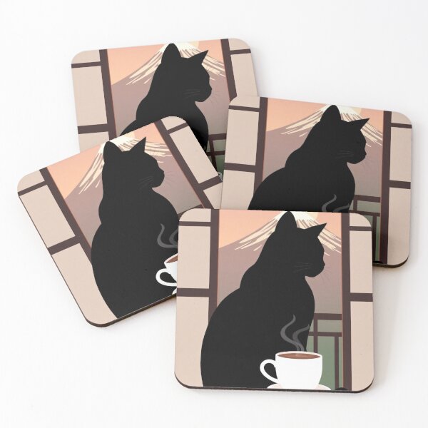 Item preview, Morning Coffee with Cat – Cozy Minimalist Japanese Design designed and sold by ArmaanArts.