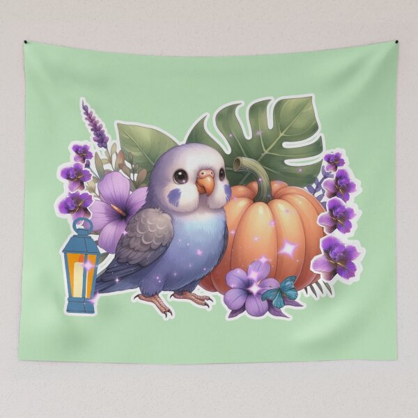Item preview, Autumn Pumpkin Parrot – Cute Tropical Fall Bird Illustration designed and sold by Sugar Wisdom .