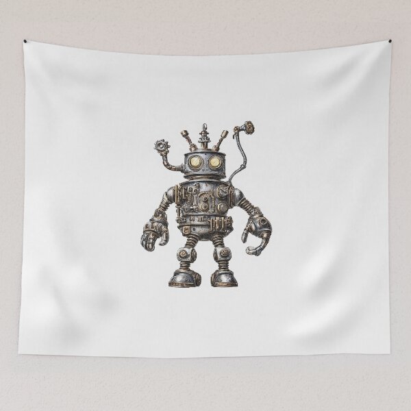Item preview, Steampunk Robot Sticker – Retro Mechanical Bot with Gears & Pipes designed and sold by Line Designs By Duck.