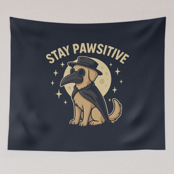 Item preview, Plague Doctor Dog stay pawsitive Halloween Design designed and sold by Meandmyshop.