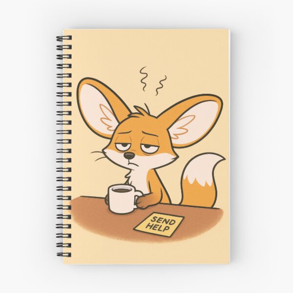 Item preview, Tired Fox Need Coffee Send Help - Funny Animal Cartoon Art Print designed and sold by puravidavisions.
