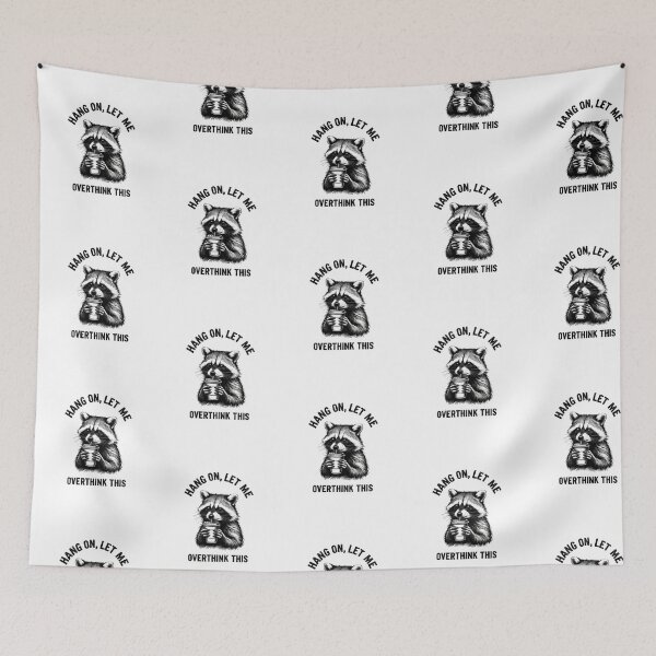 Item preview, Overthinking Raccoon with Coffee | Hang On, Let Me Overthink This designed and sold by Colorful-Garden.