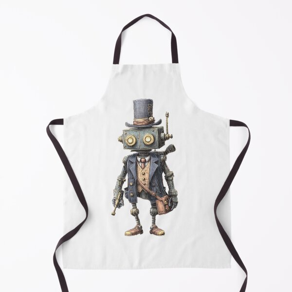 Item preview, Dapper Steampunk Robot Sticker – Victorian Bot with Top Hat designed and sold by Line Designs By Duck.
