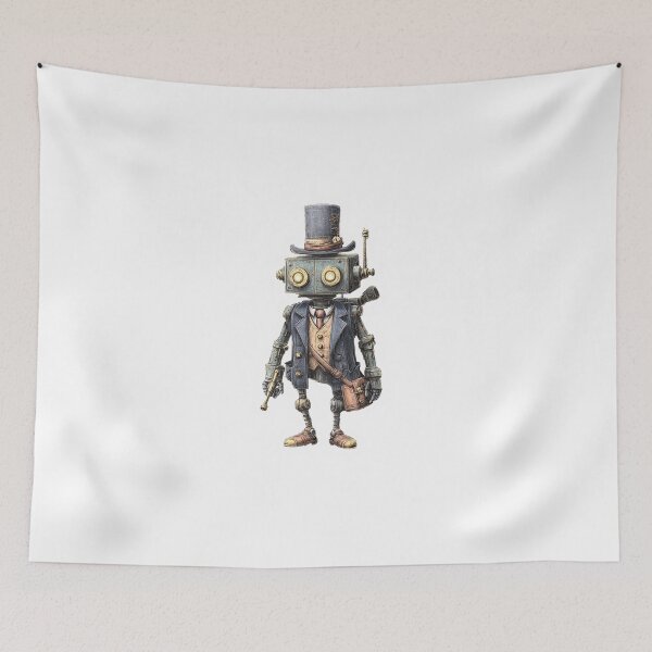 Item preview, Dapper Steampunk Robot Sticker – Victorian Bot with Top Hat  designed and sold by Line Designs By Duck.