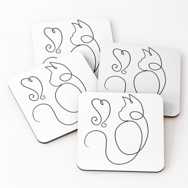 Item preview, Cat and heart in two lines designed and sold by YHK13.