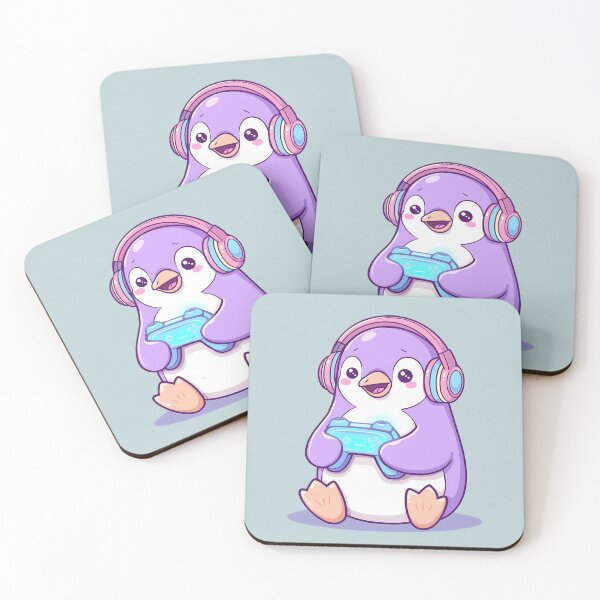Item preview, Chubby Kawaii Penguin Gamer | Cute Pastel Headphones & Controller Art designed and sold by PawxelArt.