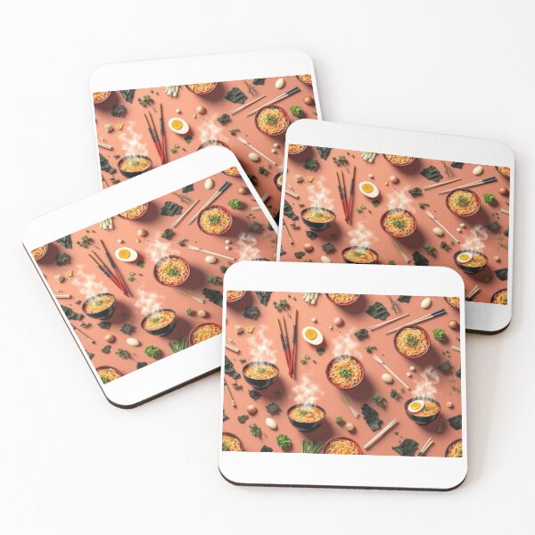 Item preview, A vibrant 3D pattern background featuring steaming ramen bowls, chopsticks, and Japanese ingredients, perfect for Asian cuisine branding and restaurant decor. designed and sold by AlwaysHome.