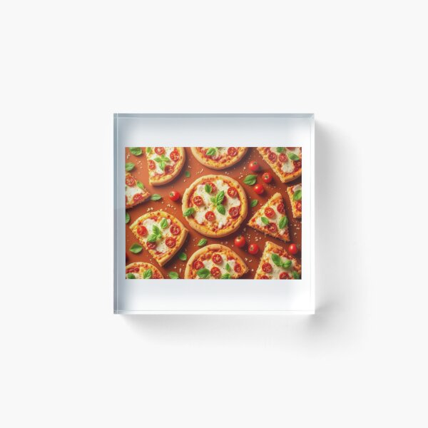 Item preview, A 3D pattern background featuring gourmet pizza slices, fresh basil, tomatoes, and melted cheese, ideal for Italian cuisine branding and modern food decor. designed and sold by AlwaysHome.