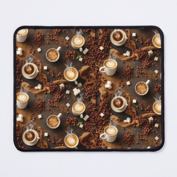 Item preview, A cozy 3D coffee pattern background featuring steaming mugs, coffee beans, and latte art, perfect for cafe branding and modern beverage designs. designed and sold by AlwaysHome.