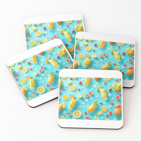 Item preview, A vibrant 3D tropical cocktail pattern background showcasing colorful drinks, fruit garnishes, and umbrellas, perfect for summer designs and restaurant branding. designed and sold by AlwaysHome.