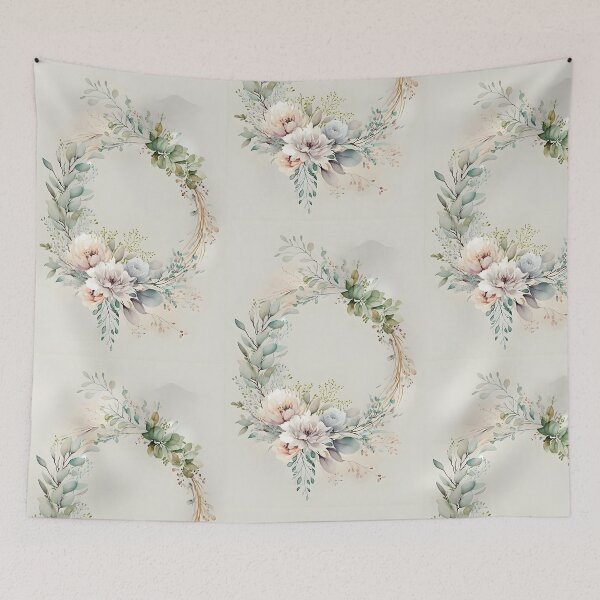 Item preview, Floral botanical watercolor wreath template designed and sold by dvoevnore.
