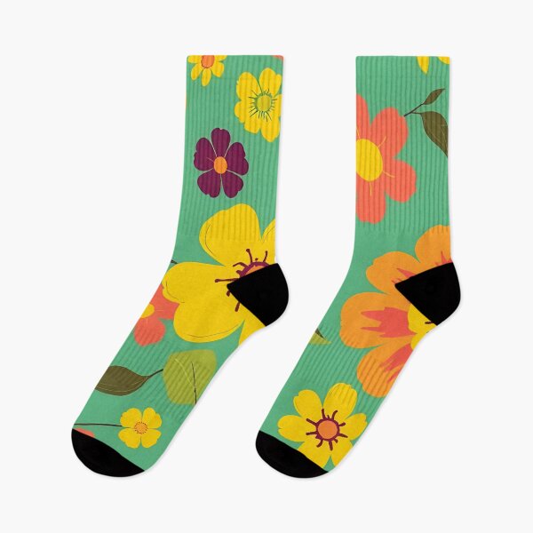Artikelvorschau, Helles Retro-Blumenmuster mit gelben und orangefarbenen Blumen entworfen und verkauft von SassyArtistry.