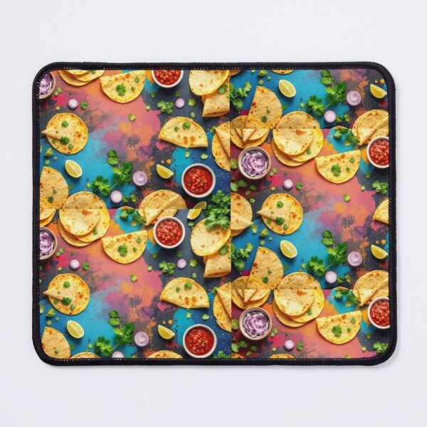 Item preview, A vibrant 3D pattern showcasing a taco bar with soft corn tortillas, fresh cilantro, onions, and limes, ideal for Mexican food events and branding designs. designed and sold by AlwaysHome.