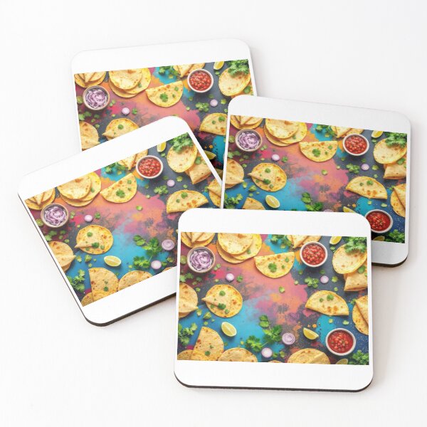 Item preview, A vibrant 3D pattern showcasing a taco bar with soft corn tortillas, fresh cilantro, onions, and limes, ideal for Mexican food events and branding designs. designed and sold by AlwaysHome.