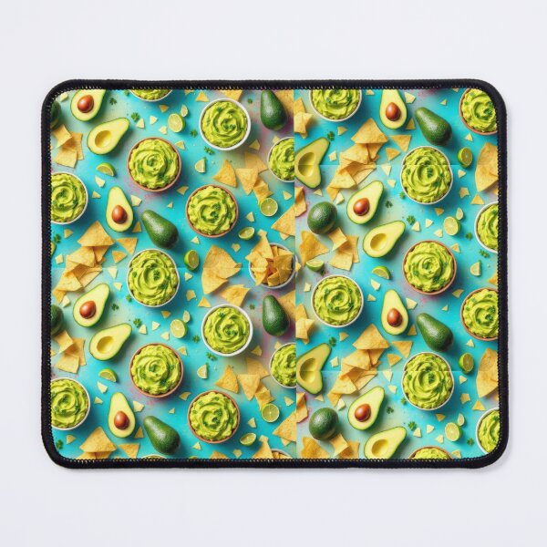 Item preview, A vibrant 3D pattern showcasing fresh guacamole with avocados, lime wedges, and tortilla chips, perfect for Mexican food branding and festive culinary designs. designed and sold by AlwaysHome.
