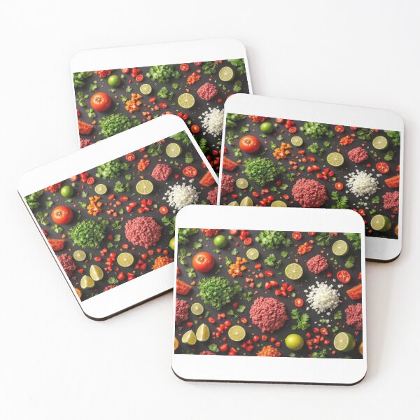 Item preview, A 3D pattern background featuring fresh taco ingredients like tomatoes, cilantro, onions, and seasoned meat, perfect for culinary branding and festive designs. designed and sold by AlwaysHome.