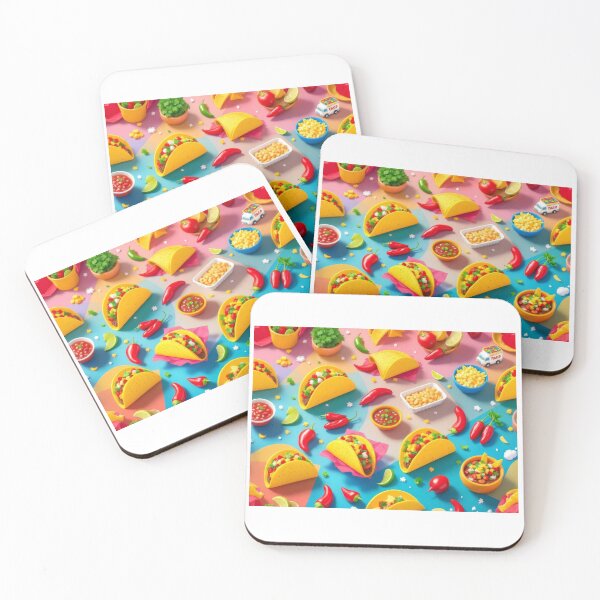 Item preview, A fun 3D pattern background featuring tacos, salsa, and a taco truck, perfect for street food branding and Mexican culinary designs. designed and sold by AlwaysHome.