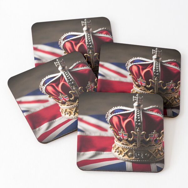 Item preview, UK Royal Crown on Great Britain flag background designed and sold by dvoevnore.