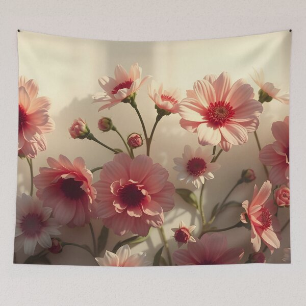 Artikelvorschau, Rosa und weiße Blumen in warmer Sonnenlichtästhetik entworfen und verkauft von SassyArtistry.