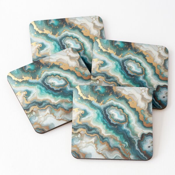 Item preview, 'Tidal Geode in Teal and Gold' designed and sold by LittlePaws2.