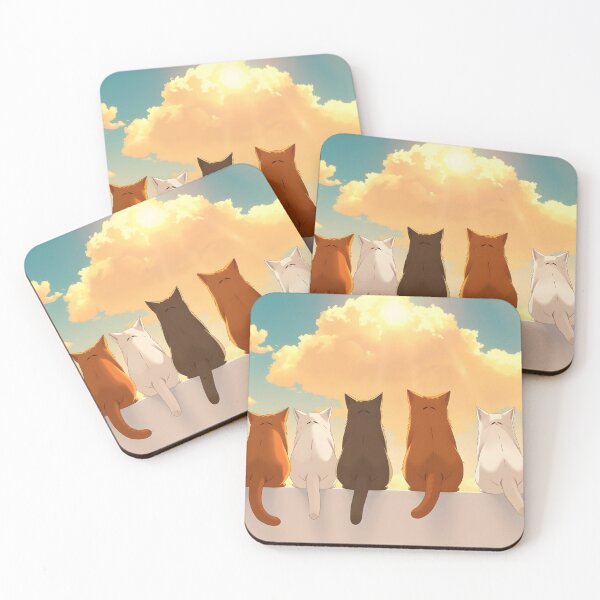 Item preview, Cute Cats Watching Sunset in Orange Sky designed and sold by SassyArtistry.