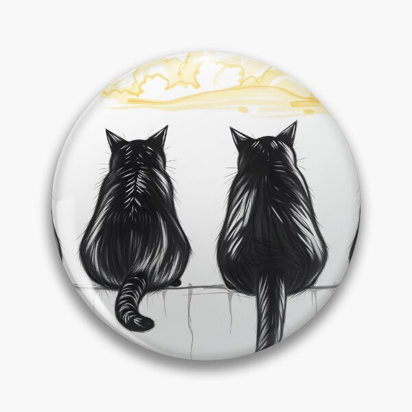 Item preview, Cute Black Cats Sitting Under Golden Clouds on White designed and sold by SassyArtistry.