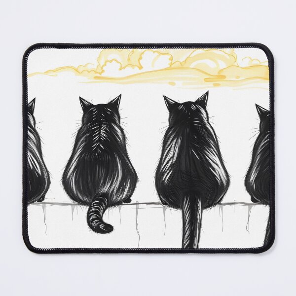 Item preview, Cute Black Cats Sitting Under Golden Clouds on White designed and sold by SassyArtistry.