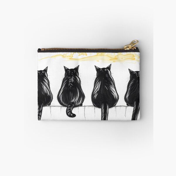 Item preview, Cute Black Cats Sitting Under Golden Clouds on White designed and sold by SassyArtistry.