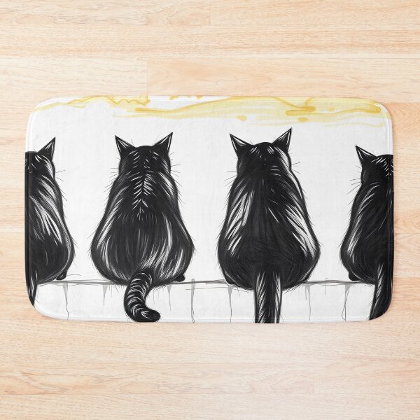 Item preview, Cute Black Cats Sitting Under Golden Clouds on White designed and sold by SassyArtistry.