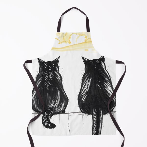 Item preview, Cute Black Cats Sitting Under Golden Clouds on White designed and sold by SassyArtistry.