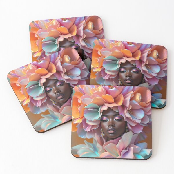 Item preview, Woman portrait with vibrant colors floral design designed and sold by Metaphysicsart.