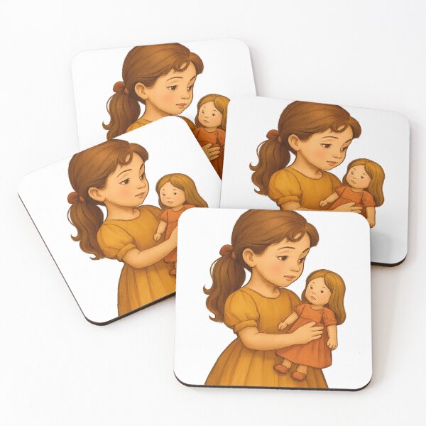 Item preview, Vintage Girl with Doll – Nostalgic Illustration designed and sold by Huiflourish.