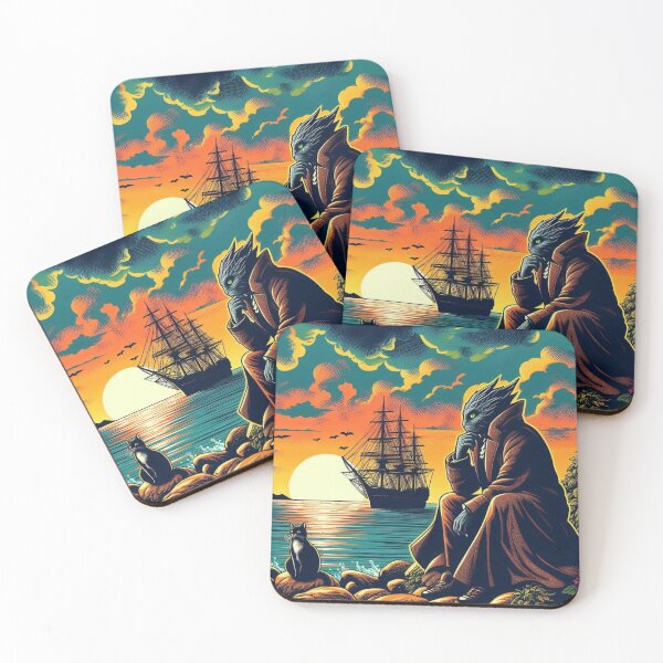 Item preview, fantasy creature watching the sunset designed and sold by Dogandesighn.