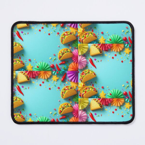 Item preview, A vibrant 3D pattern featuring tacos and Mexican fiesta decorations like papel picado and chili peppers, perfect for festive branding and culinary designs. designed and sold by AlwaysHome.