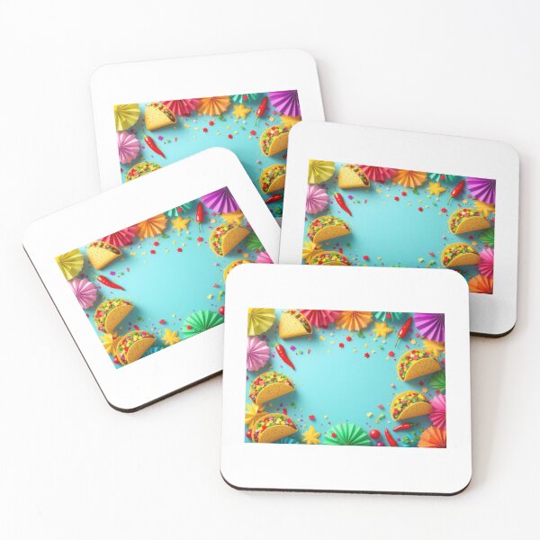 Item preview, A vibrant 3D pattern featuring tacos and Mexican fiesta decorations like papel picado and chili peppers, perfect for festive branding and culinary designs. designed and sold by AlwaysHome.