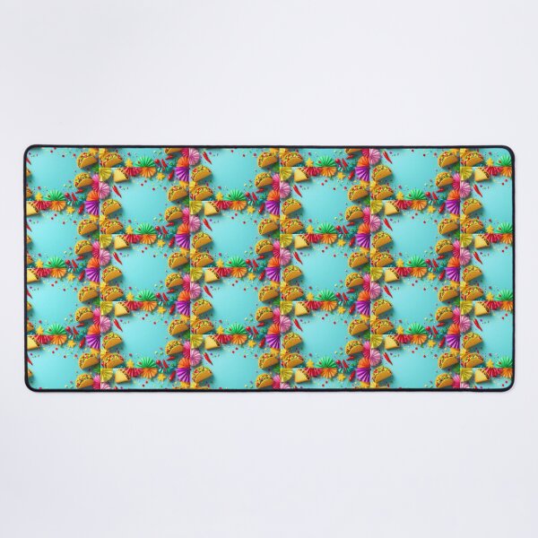 Item preview, A vibrant 3D pattern featuring tacos and Mexican fiesta decorations like papel picado and chili peppers, perfect for festive branding and culinary designs. designed and sold by AlwaysHome.