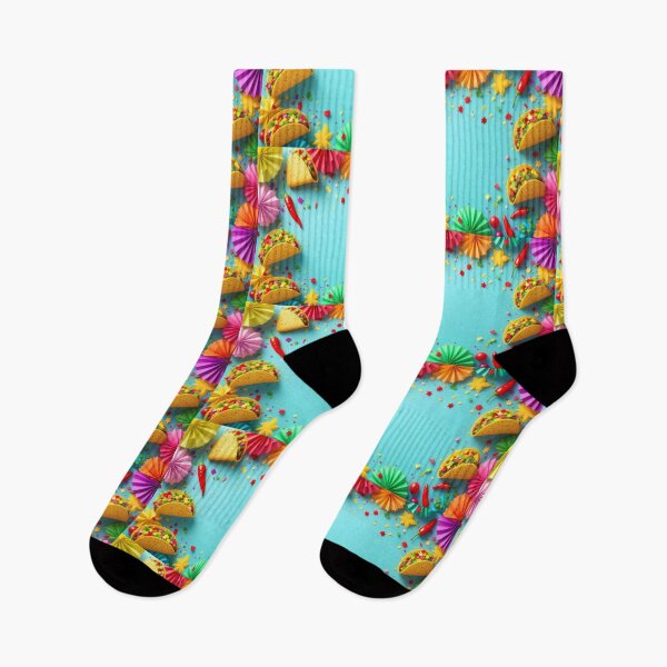 Item preview, A vibrant 3D pattern featuring tacos and Mexican fiesta decorations like papel picado and chili peppers, perfect for festive branding and culinary designs. designed and sold by AlwaysHome.